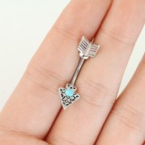 Piercing nombril haut et bas flèche gem turquoise (D216)