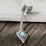 Piercing nombril haut et bas flèche gem turquoise (D216)