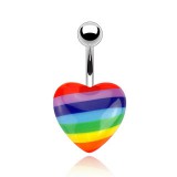 Piercing nombril Gay pride 01 - Coeur acrylique