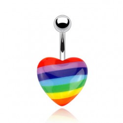 Piercing nombril Gay pride 01 - Coeur acrylique