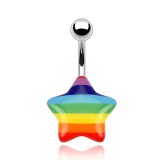 Piercing nombril Gay pride 06 - étoile acrylique