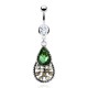 Piercing nombril vintage vert facettes (D146)
