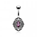 Piercing nombril vintage strass lilas (D162)
