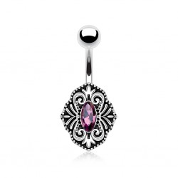 Piercing nombril vintage strass lilas (D162)