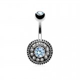 Piercing nombril vintage strass bleu-clair (D181)