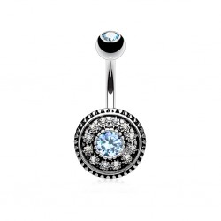 Piercing nombril vintage strass bleu-clair (D181)