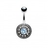 Piercing nombril vintage strass bleu-clair (D181)