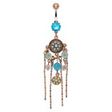 Piercing nombril vintage bronze et turquoise (D111)
