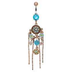 Piercing nombril vintage bronze et turquoise (D111)