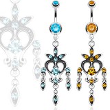 Piercing nombril vintage bleu-clair ou orange (D14)