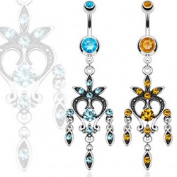 Piercing nombril vintage bleu-clair ou orange (D14)