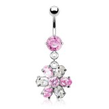 Piercing nombril cristal 16 - Fleur pendante