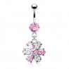 Piercing nombril cristal 16 - Fleur pendante
