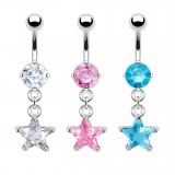 Piercing nombril cristal 17 - étoile pendante