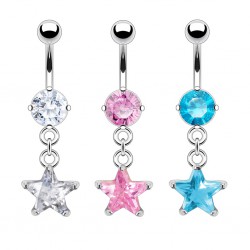 Piercing nombril cristal 17 - étoile pendante