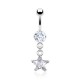 Piercing nombril cristal 17 - étoile pendante transparente
