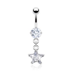 Piercing nombril cristal 17 - étoile pendante