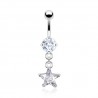 Piercing nombril cristal 17 - étoile pendante transparente