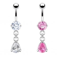 Piercing nombril cristal 18 - Goutte pendante