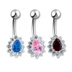 Piercing nombril cristal 19 - Goutte multistrass