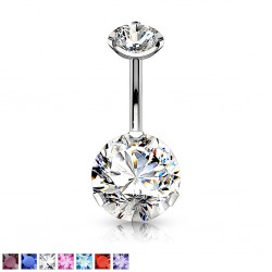 Piercing nombril cristal 21 - Double cristal rond plat