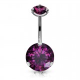 Piercing nombril cristal 21 - Double cristal rond plat