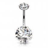 Piercing nombril cristal 21 - Double cristal rond plat