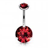 Piercing nombril cristal 21 - Double cristal rond plat