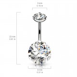 Piercing nombril cristal 21 - Double cristal rond plat