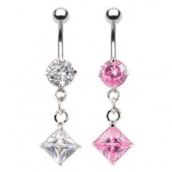 Piercing nombril cristal 23 - Losange pendant