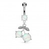 Piercing nombril cerise avec motif opalite effet Aurora