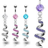 Piercing nombril vrillé multistrass (D04)