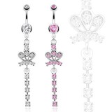 Piercing nombril couronne ligne de strass (D06)