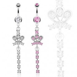 Piercing nombril couronne ligne de strass (D06)