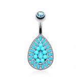 Piercing nombril perles turquoises (D07)