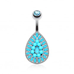 Piercing nombril perles turquoises (D07)