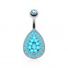 Piercing nombril perles turquoises (D07)