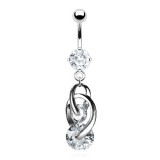 Piercing nombril deux cercles en zircones (D11)
