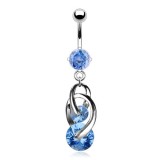 Piercing nombril deux cercles en zircones (D11)