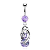 Piercing nombril deux cercles en zircones (D11)