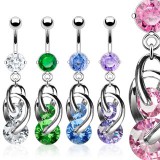 Piercing nombril deux cercles en zircones (D11)