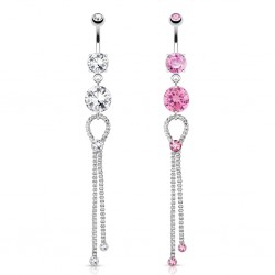 Piercing nombril chainettes et zircones ronds (D15)