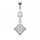 Piercing nombril losange strass (D19)