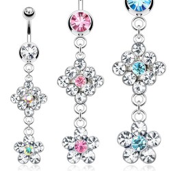 Piercing nombril losange et fleur (D24)