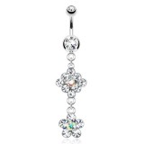 Piercing nombril losange et fleur (D24)