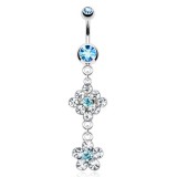 Piercing nombril losange et fleur (D24)