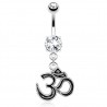 Piercing nombril Ohm noir avec pendentif (D105)