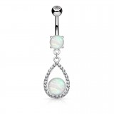 Piercing nombril pendentif goutte opalite (D94)