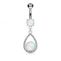 Piercing nombril pendentif goutte opalite (D94)