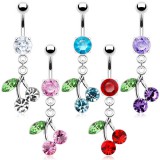 Piercing nombril petite cerise colorée (D98)
